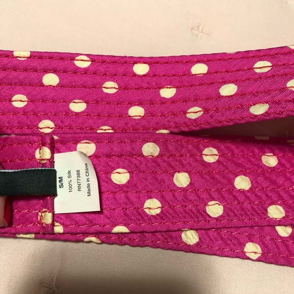 J. Crew Hot Pink Polka Dot Silk Belt S/M - Picture 5 of 6